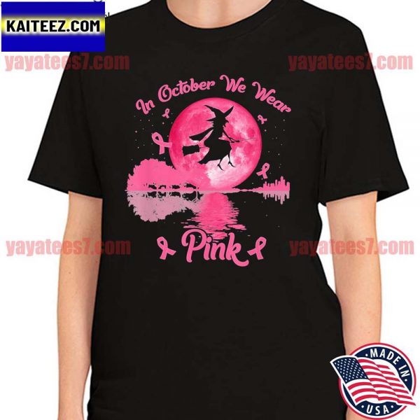 Official Witches In October We Wear Pink Autumn Fall Breast Cancer Essential T-Shirt