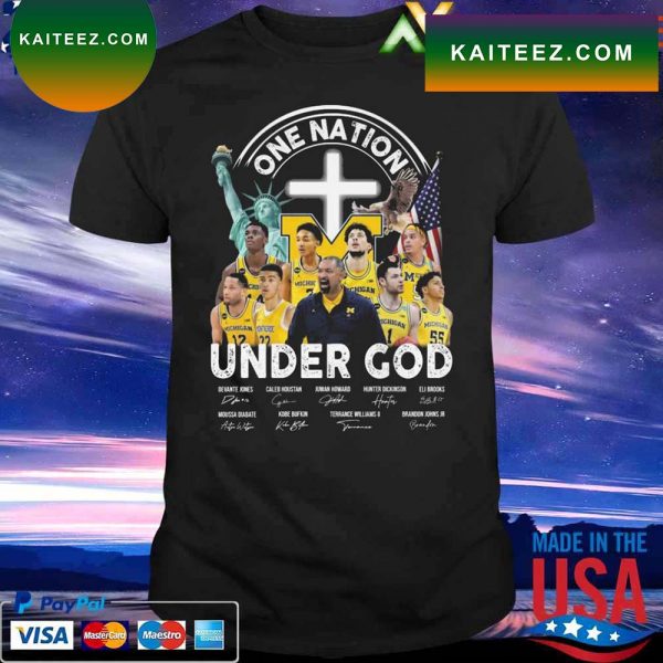 One Nation Under god Michigan Wolverines team signatures T-shirt