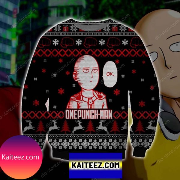 One Punch Man Knitting Pattern 3d Print Christmas Ugly Sweater