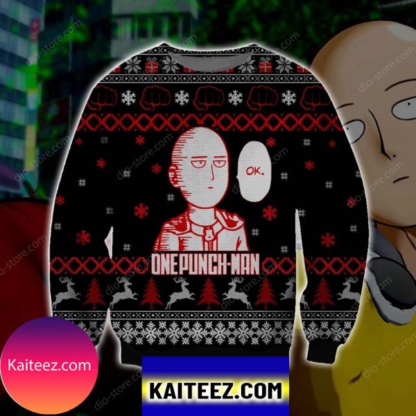 One Punch Man Knitting Pattern 3d Print Christmas Ugly Sweater