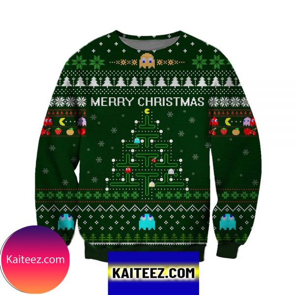 Pacman Knitting Pattern 3d Print Christmas Ugly Sweater