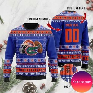 Personalized Custom Name And Number Florida Gators Christmas For Fans Ugl Christmas Ugly Sweater