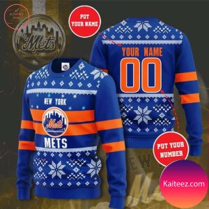 Personalized Custom Name And Number New York Mets Christmas For Fans Christmas Ugly Sweater