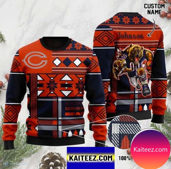 Personalized Custom Name Chicago Bears For Fans Christmas Ugly Sweater