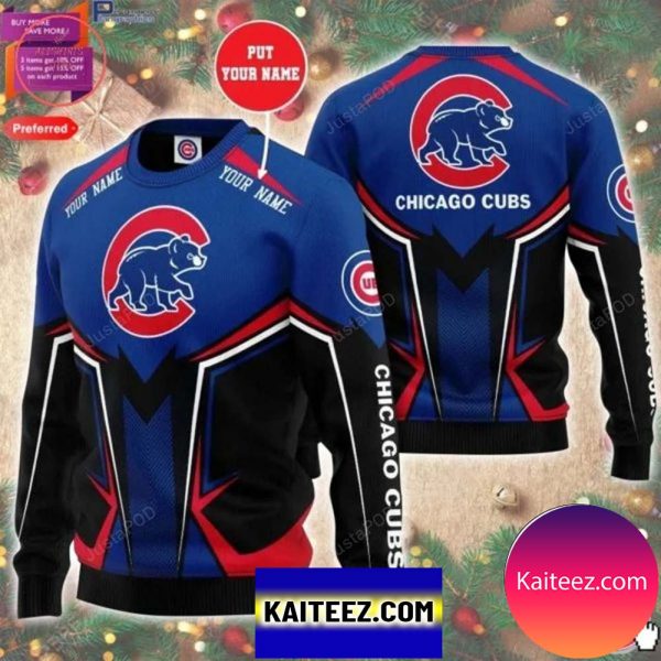 Personalized Custom Name Chicago Cubs For Fans Christmas Ugly Sweater