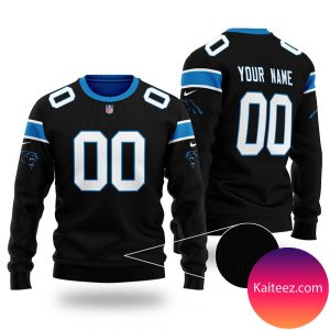 Personalized NFL Carolina Panthers Black Christmas Ugly Sweater