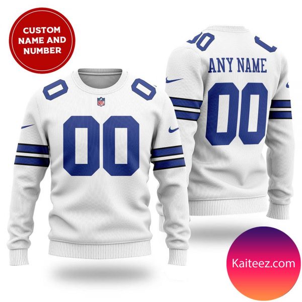 Personalized NFL Dallas Cowboys White Christmas Ugly Sweater