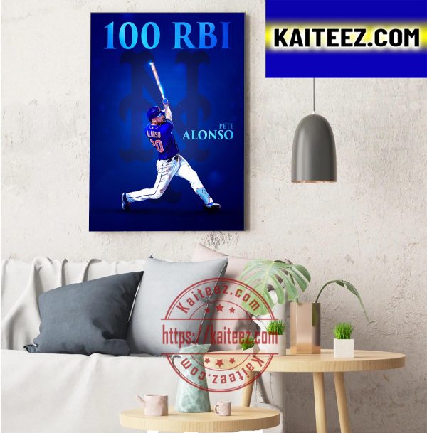 Pete Alonso 100 RBI In New York Mets MLB Decorations Poster Canvas
