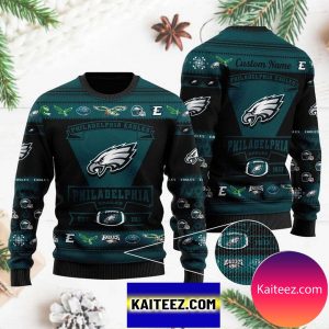 Philadelphia Eagles Football Team Logo Custom Name Personalized Christmas Ugly Sweater