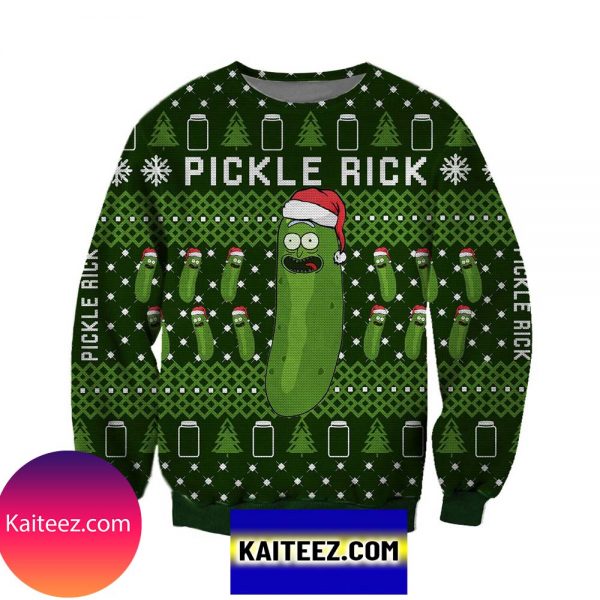 Pickle Rick Knitting Pattern 3d Print Christmas Ugly Sweater