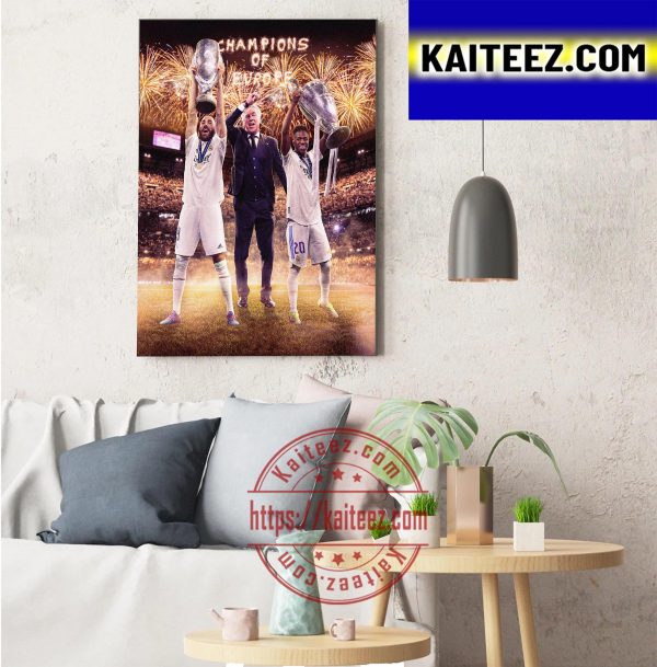 Real Madrid Champions Of Europe Art Decor Poster Canvas