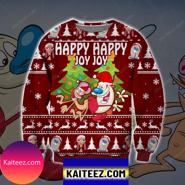 Ren And Stimpy Knitting Pattern 3d Print Christmas Ugly Sweater