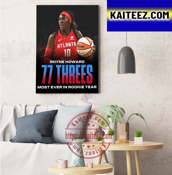 Rhyne Howard 77 Threes Most Ever In Rookie Year In WNBA History Art Decor Poster Canvas