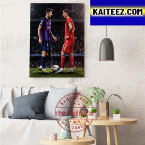 Robert Lewandowski In Barcelona vs Bayern Munich Decorations Poster Canvas