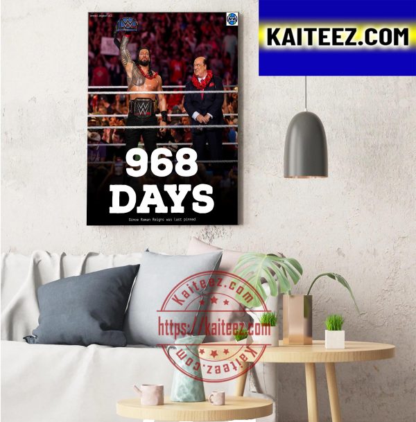Roman Reigns 968 Days Was Last Pinned by Baron Corbin Art Decor Poster Canvas