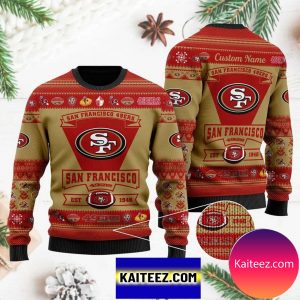 San Francisco 49Ers Football Team Logo Custom Name Personalized Christmas Ugly Sweater