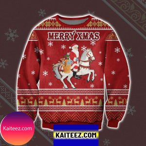 Santa Claus Rides A Horse Christmas Ugly Sweater