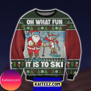 Santa Claus Skiing Christmas Ugly Sweater