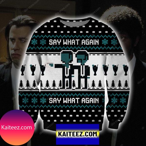 Say What Again Knitting Pattern 3d Print Christmas Ugly Sweater