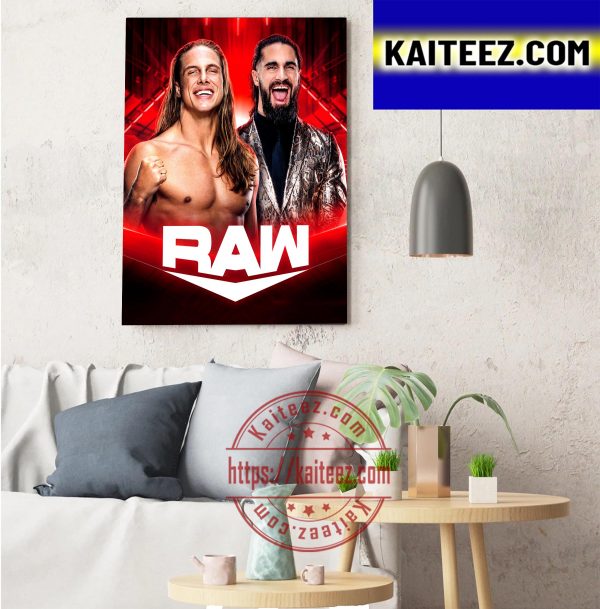 Seth Rollins vs Matthew Riddle On WWE Raw Decorations Poster Canvas