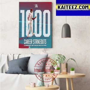 Shohei Ohtani 1000 Career Strikeouts MLB and NPB Art Decor Poster Canvas