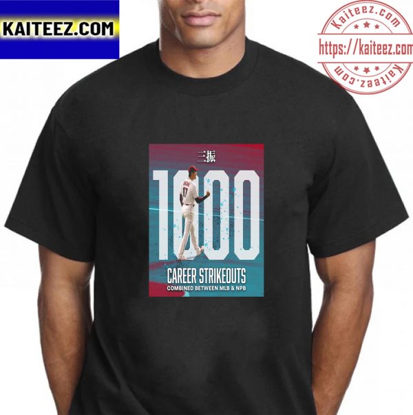 Shohei Ohtani 1000 Career Strikeouts MLB and NPB Vintage T-Shirt