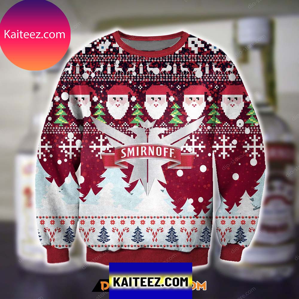 Smirnoff Vodka Wine Knitting Pattern Christmas Ugly Sweater - Kaiteez