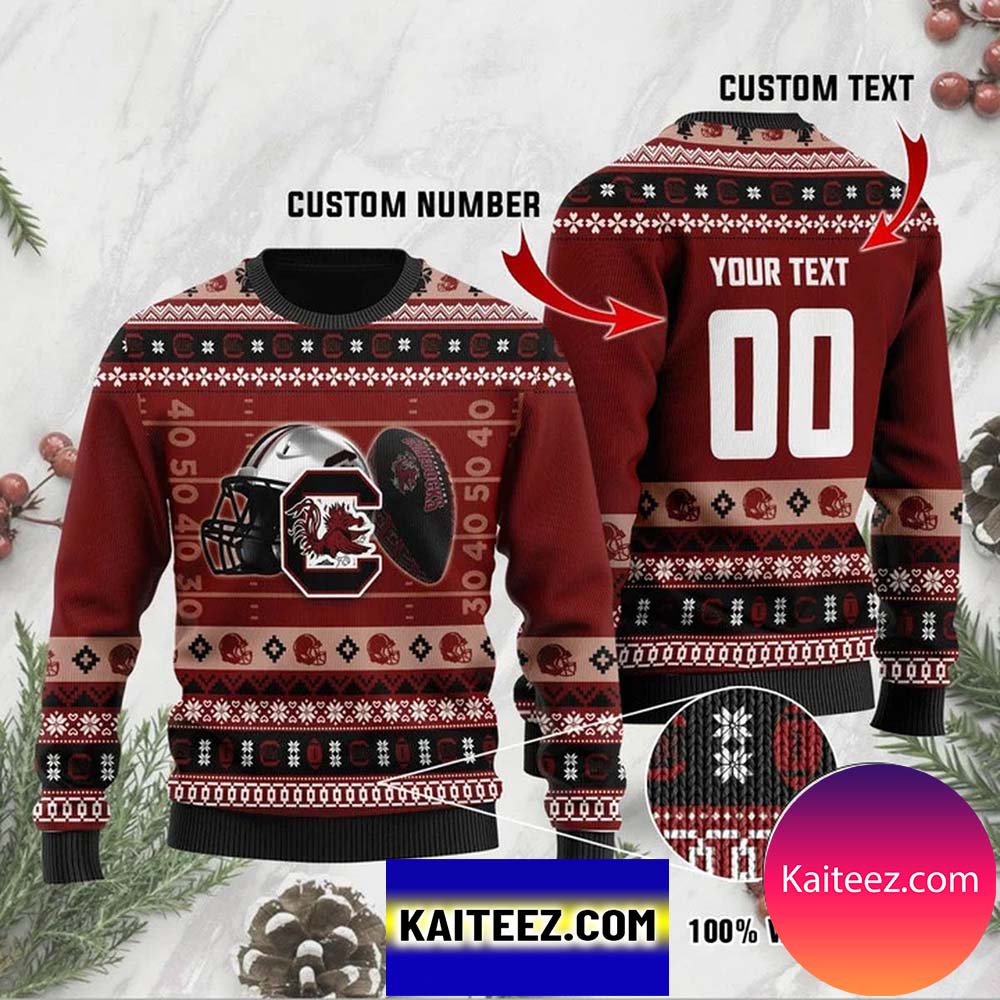 South Carolina Gamecocks Custom Name & Number Personalized Christmas Ugly Sweater