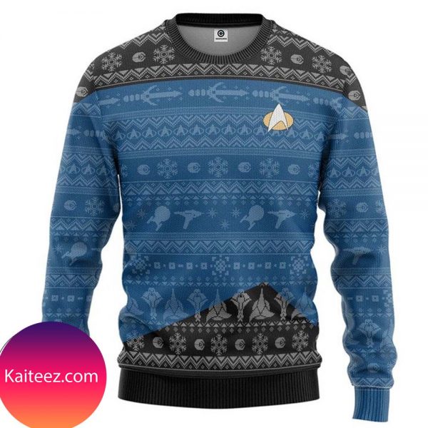 Star Trek The Next Generation 1987 Blue Christmas Sweater