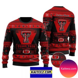 Texas Tech Red Raiders Football Team Logo Personalized Christmas Ugly Sweater