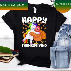Thanksgiving unicorn hugs Turkey magical happy thanksgiving friendsgiving T-shirt