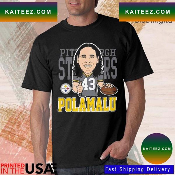 Troy Polamalu Pittsburgh Steelers Mitchell And Ness Youth Caricature T-Shirt