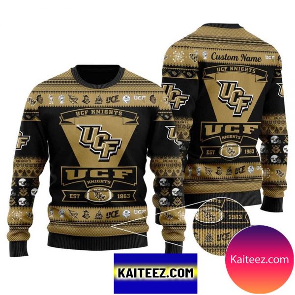 Ucf Knights Football Team Logo Custom Name Personalized  Christmas Ugly Sweater