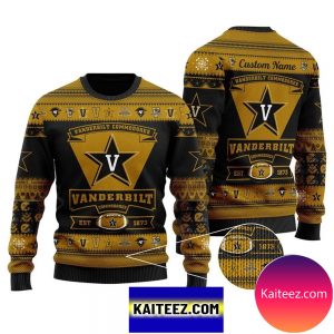 Vanderbilt Commodores Football Team Logo Personalized Christmas Ugly Sweater