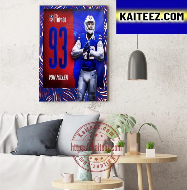 Von Miller The NFL Top 100 Players Of 2022 Art Decor Poster Canvas