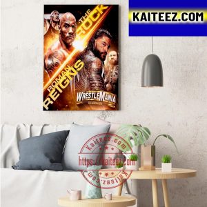 WWE WrestleMania 39 The Rock vs Roman Reigns Art Decor Poster Canvas