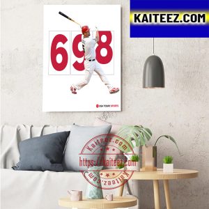 Albert Pujols St Louis Cardinals 698 Career Home Runs In MLB Decorations Poster Canvas