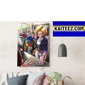 Anger Android 18 Saving Krillin In The Restaurant Decorations Poster Canvas