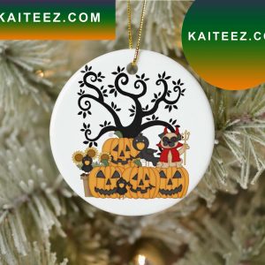 Black Birds And Pug Dog Halloween Tree Decor Gift Friend Ornament