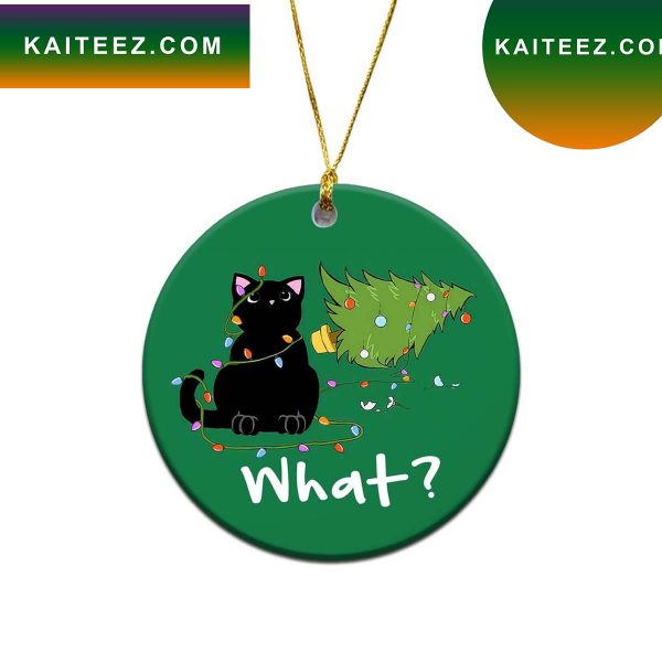 Black Cat Took Down The Christmas Funny Ceramic Ornament