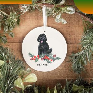 Black Labradoodle Christmas Dog Gift Ornament