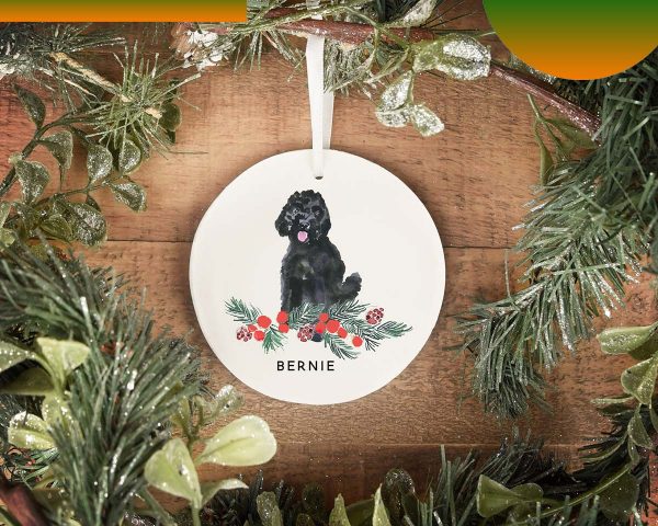 Black Labradoodle Christmas Dog Gift Ornament