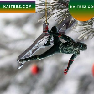 Black Spiderman climbing Christmas tree Christmas Ornament