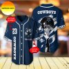 Custom Name Dallas Cowboys Lighting Pattern Black Baseball Jersey