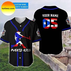 Custom Name Puerto Rico  Flag Pattern Baseball Jersey