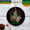 Custom Name Puerto Rico with Green Frog sitting on Territory Flag Christmas Ornament