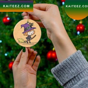 Cute Halloween Witch And Cat Tree Decor Gift Friends Ornament