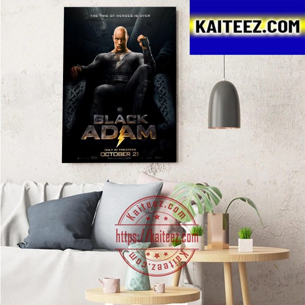 DC Comics Black Adam The Time Of Heroes Is Over Art Decor Poster Canvas