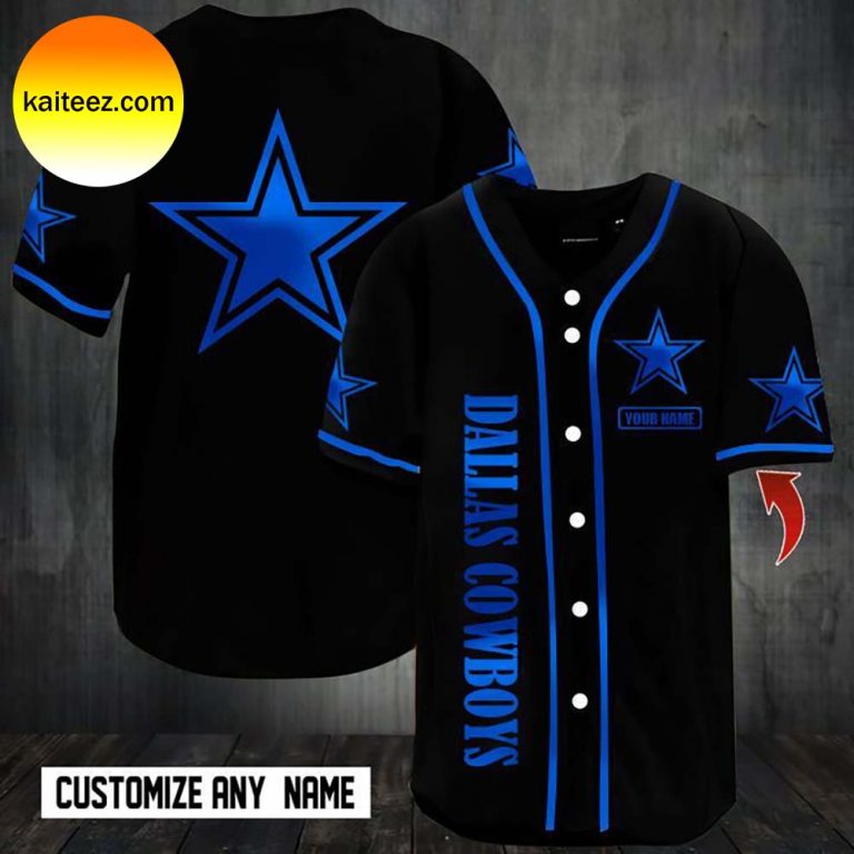 Dallas Cowboys Logo In Blue and Black Baseball Jersey Kaiteez