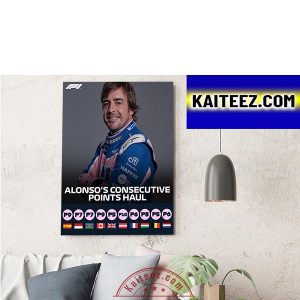 Fernando Alonso Consecutive Points Haul In F1 Decorations Poster Canvas
